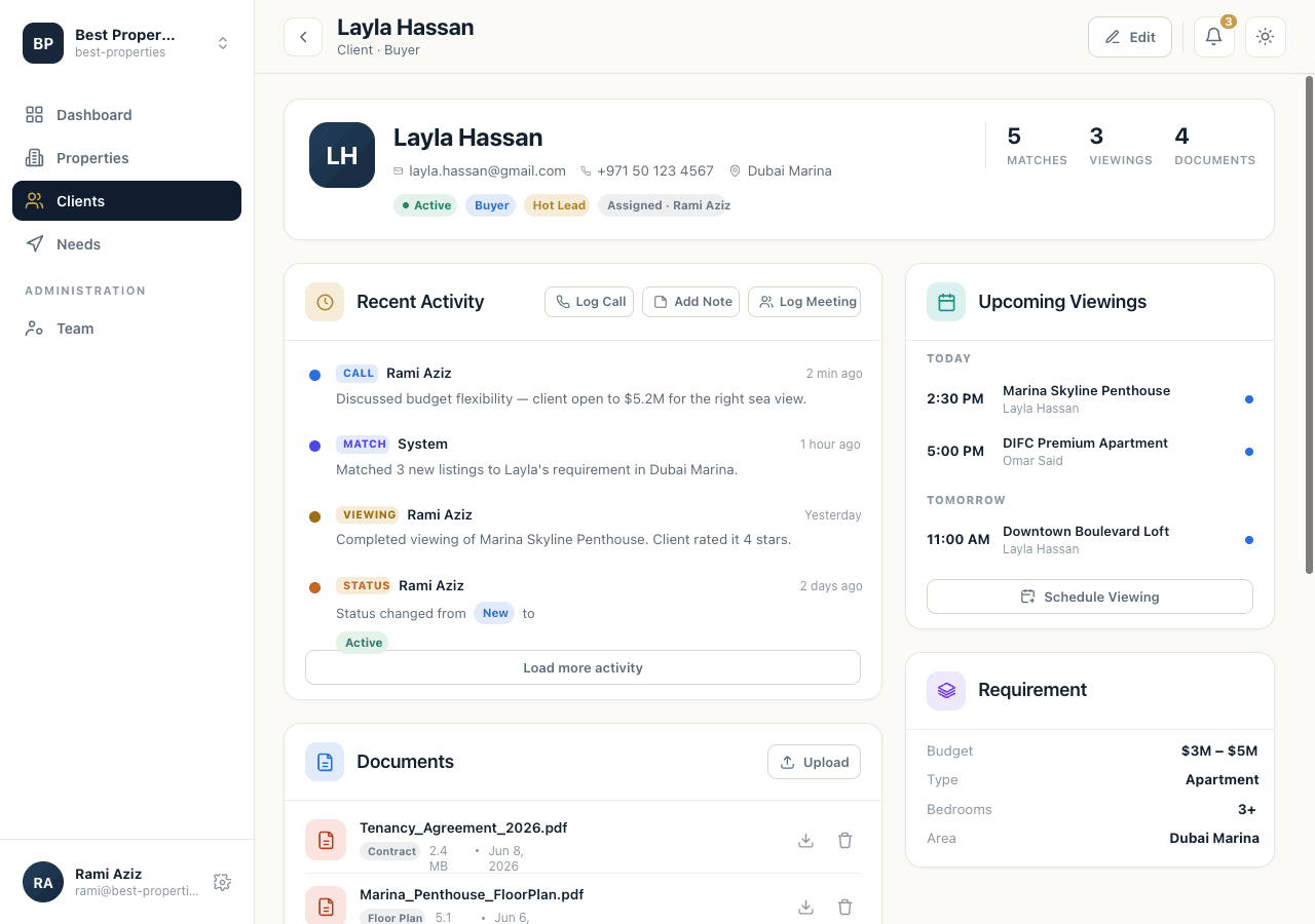 eqarak client CRM record